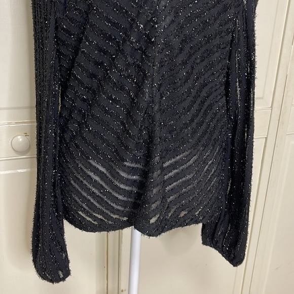Miss Me Eyelash Metallic Mesh Top Black sparkly chevron Women’s Size Medium - Picture 3 of 11